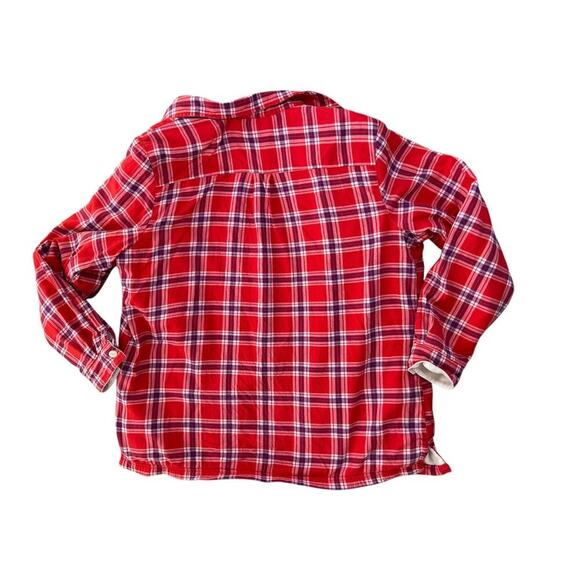 L.L. Bean Plaid Fleece Lined Flannel Shacket Red Blue Cabincore Chore Gorpcore L - Picture 2 of 8